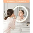 thumbnail image 2 of Garvee 19" Vanity Mirror with LED Lights, Round Makeup Mirror with 3-Color Touch Control, 360° Rotation, Tabletop & Wall-Mount Mirror for Bedroom, Bathroom & Dressing Room, White, 2 of 8