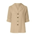 thumbnail image 5 of Women Summer Tops Womens Shirt Stand Collar Button Casual Long Sleeve Solid Color Top Women 2pk Tee Shirt Short Girl Womens Tee Pack Teen Apparel Ladies Tan Summer Tops Elegant Long Sleeve Khaki 3XL, 5 of 5