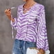 thumbnail image 3 of Camiseta suelta estampada a la moda para mujer Blusa de manga larga con cuello en V Tops casuales Fridja  bvmnju3674, 3 of 6