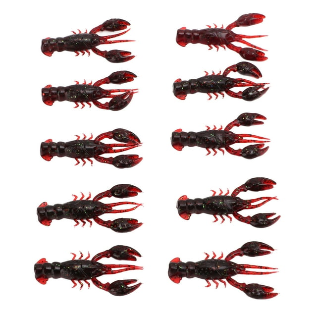 10 Piezas De Pesca Suave, Cebo De PVC Para Camarones, Señuelos Artificiales De Crawdad Para Pesca De Lubina, Marrón Oscuro, Un Paquete De Diez