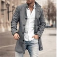 thumbnail image 3 of Men"s Wool Coat Jacket Single Breasted Mid-length Lapel Woolen Cloth For Indoor & Outdoor Wear, 3 of 3