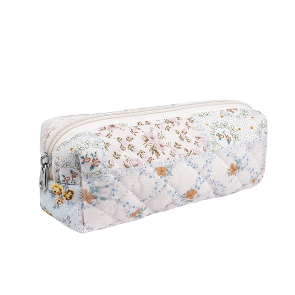 Quilted Cosmetic Organizer Large Floral Travel Toiletry Pouch Cute Wash Bag For Women Girls