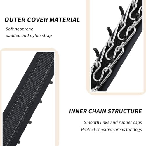 Martingale No Pull Dog Collar for Large Medium Small Dogs, Heavy Duty Nylon Reflective Adjustable Anti Pull Slip Collar with Buckle for Training Walking L Black Black