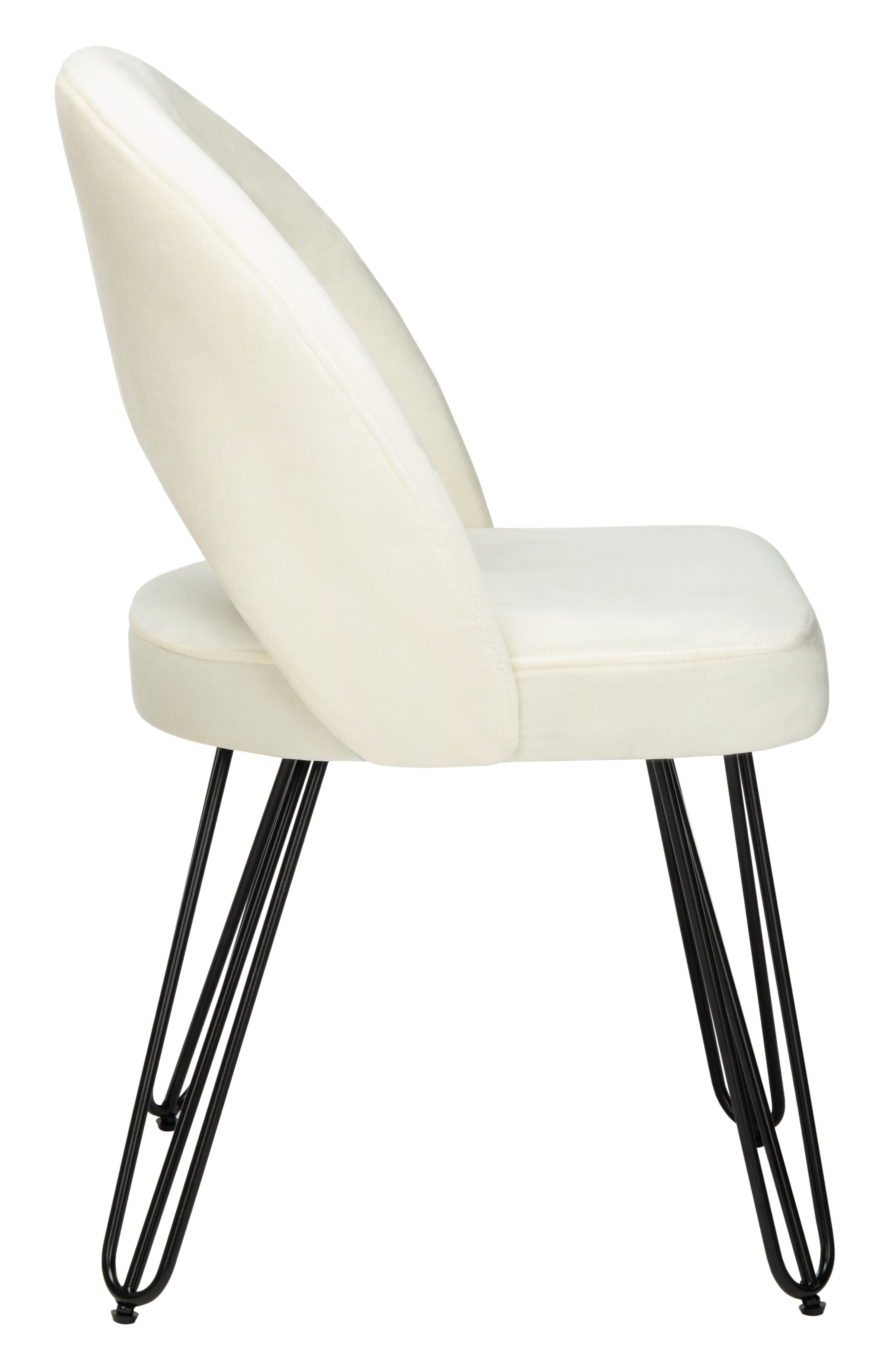 SAFAVIEH Jora Velvet Retro Dining Chair, Set of 2, Cream/Black