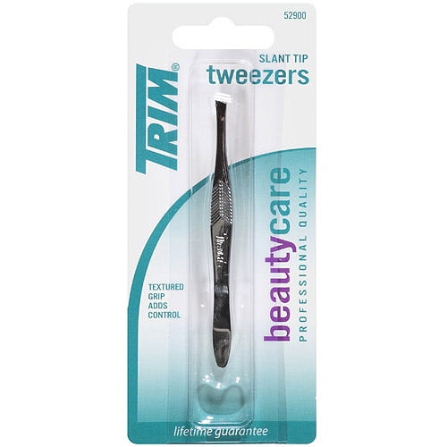 Set of 2 TRIM Beauty Care Stainless Steel Textured Grip Slant Tip Tweezers for sale online