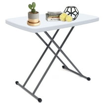 Anqidi Folding Table Laptop Lifting Desk TV Tray Snack Coffee End Table with X Legs & White Top Adjustable Height 30" x 20"