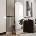 thumbnail image 2 of Gold metal framed arched full-length mirror. High definition explosion-proof glass, adjustable angle stable bracket, dual-use for floor and wall mounting. Suitable for bedroom foyer.23.2*64.9''., 2 of 14