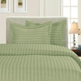 thumbnail image 1 of 3-Piece Striped Duvet Cover Set, 1500 Thread Count, Button Closure - Cooling, Breathable Material- Wrinkle, Fade, Stain Resistant, Full/Queen, Green, 1 of 1