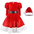 thumbnail image 3 of KAWELL Girl Santa Claus Costume Red Christmas Dress and Hat, 3 of 8