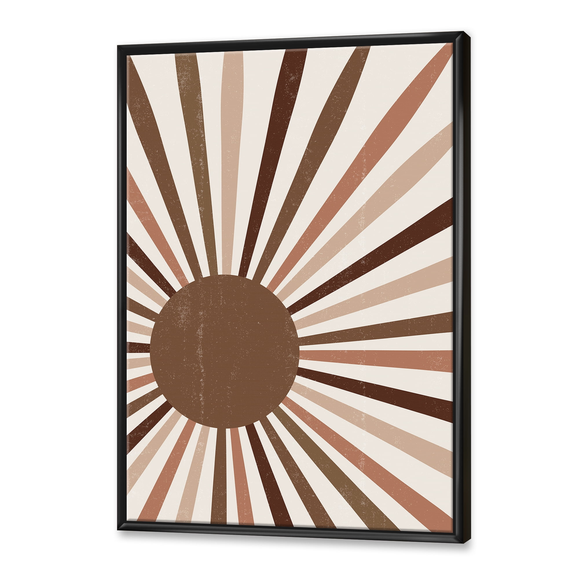 Designart 'Bright Minimalist Shining Terracotta Sun Rays' Modern Framed Canvas Wall Art Print