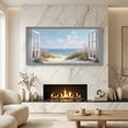 thumbnail image 3 of Beach Window Canvas Wall Art - Large Coastal Picture Landscape Canvas Prints Tropical Sea Paintings, Horizontal Summer Seascape Artwork for Living Room Bedroom, 3 of 7