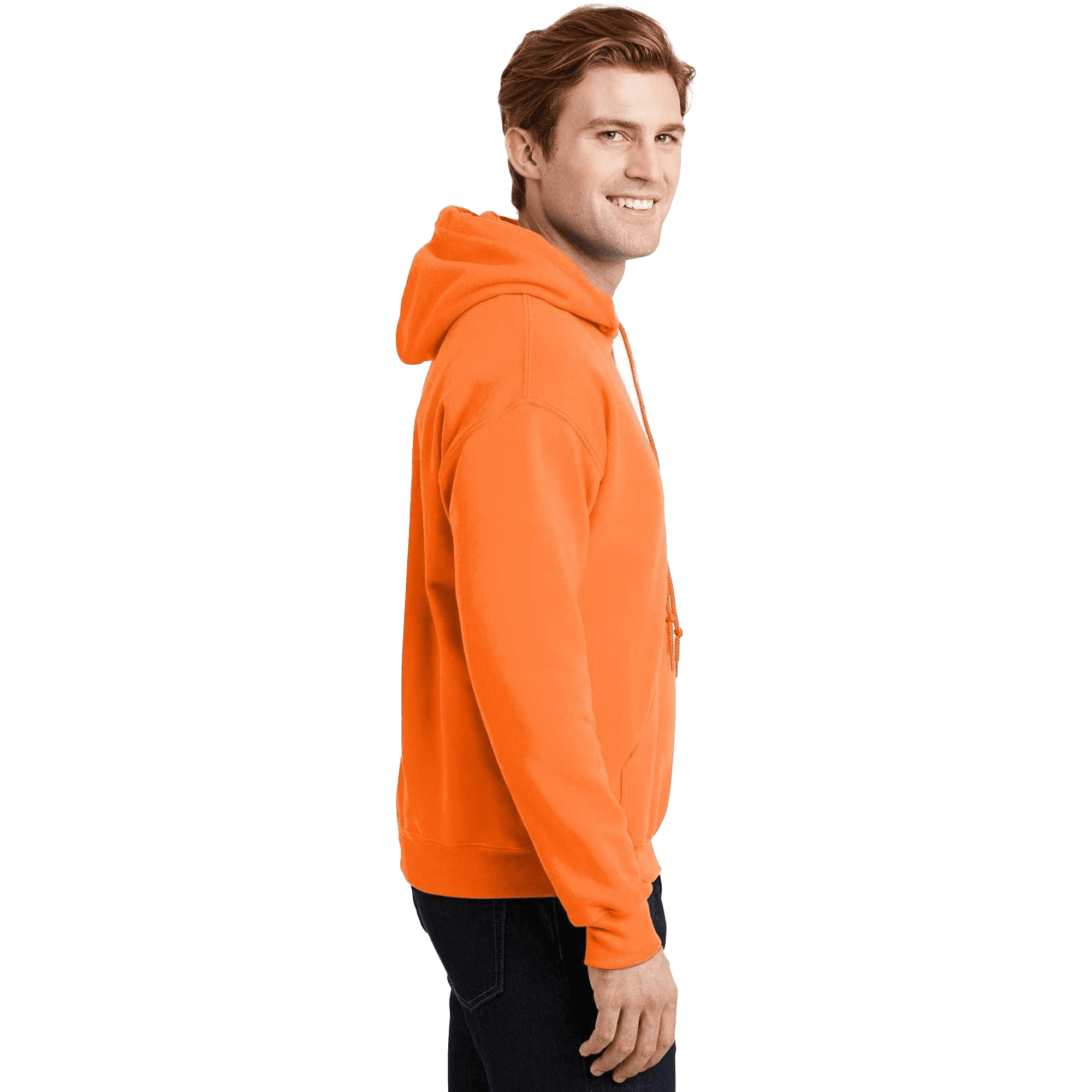 Gildan High Visibility Safety Hoodie with Pockets, Size-2XL, 8 oz | Men's Hi Vis 50/50 Cotton/Poly Work Reflective Orange Pullover Hooded Sweatshirt