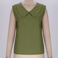 thumbnail image 7 of Collared Linen Shirts Womens Sleeveless Summer Tank Tops Casual Loose Cute Shirts Pullover Army Green, M, 7 of 7