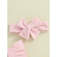 thumbnail image 6 of Bslissey Baby Girls Summer Romper Fly Sleeve Embroidery Letter Jumpsuit Newborn Infant Cute Casual Bodysuit with Bow Headband 3M 6M 12M 18M, 6 of 9