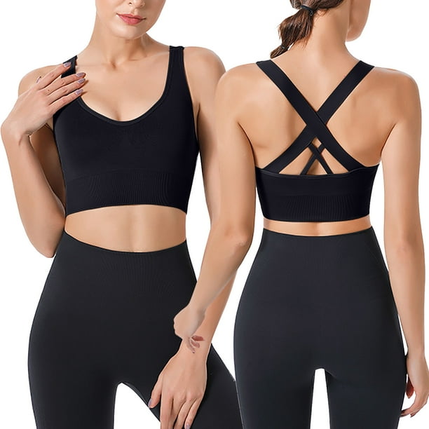 Aayomet Women's Solid Color Seamless Thin Belt Thin Elastic Casual Bottom  Bra Yoga Underwear Yoga Sports Bra Pack (Black, XXL)