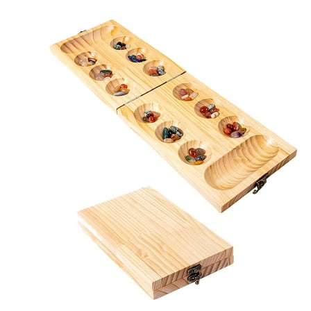 Colcolo Wood Mancala Board Game Portable Classic Tabletop Game Strategy Game Multi Color