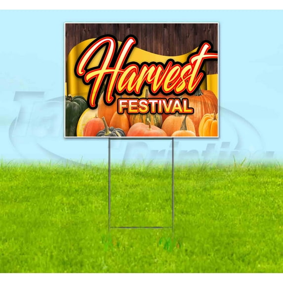 Harvest Festival Ribbon (18" x 24") Yard Sign, Includes Metal Step Stake