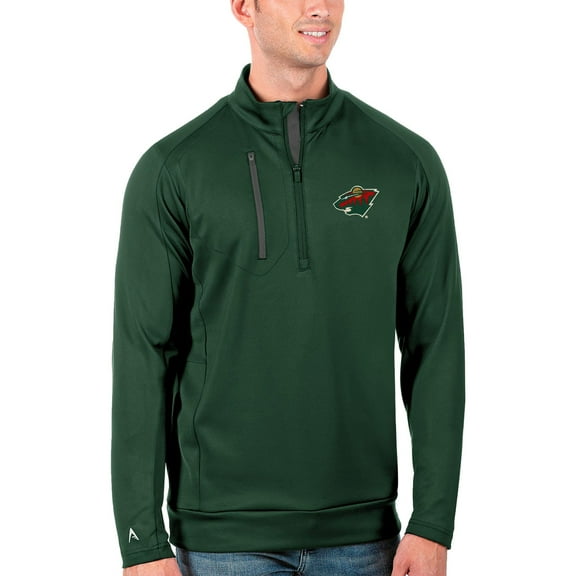 Men's Antigua Green/Charcoal Minnesota Wild Generation Quarter-Zip Pullover Jacket