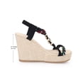 thumbnail image 2 of BLISSFUL STEP Women's Shoes Slingback Bohemia Rhinestone Open Toe Platform Heel Wedge Sandals Black 8, 2 of 7