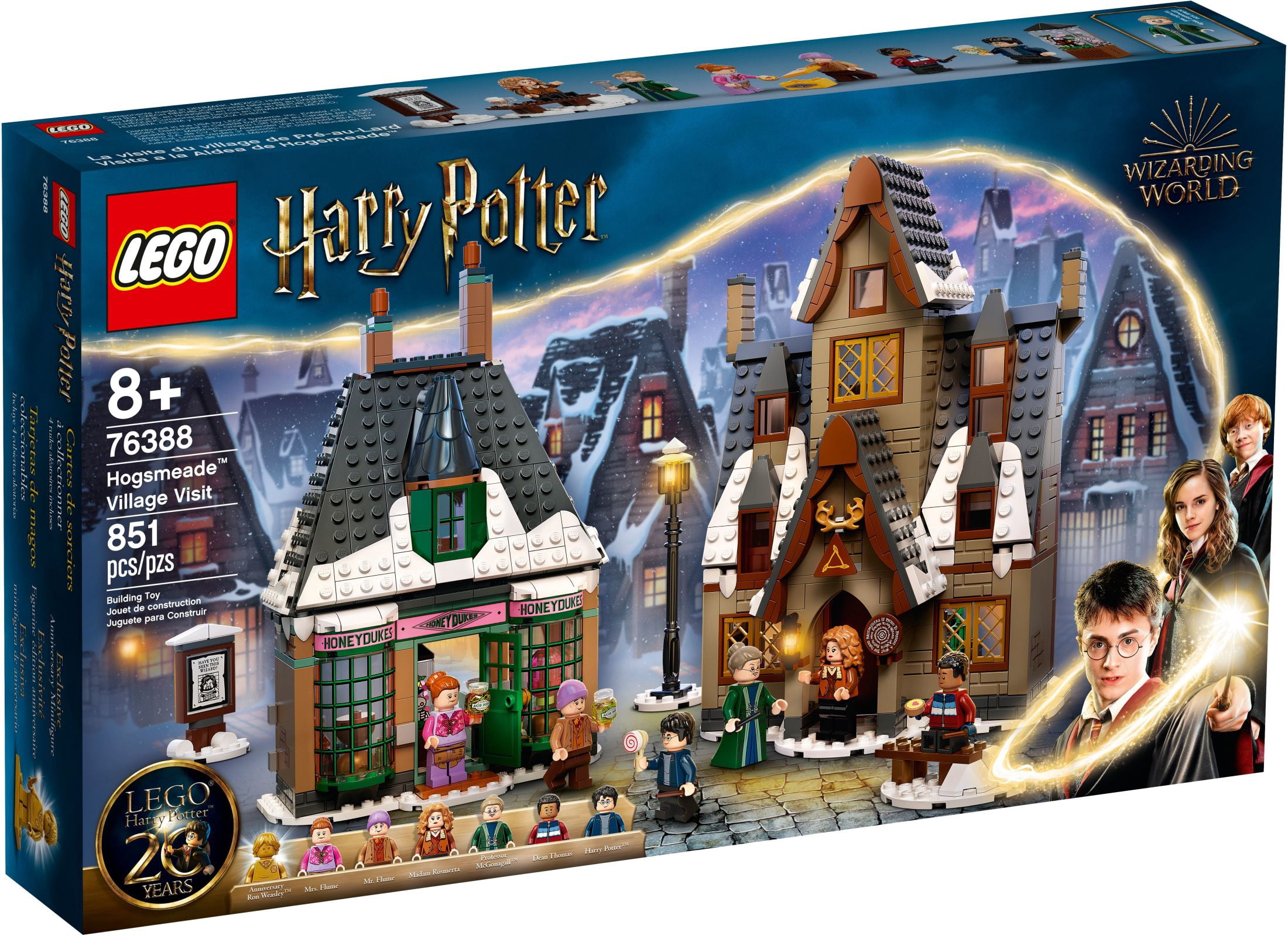 LEGO Harry Potter Hogsmeade Village Visit 76388 Building Toy for 8 Year Olds, 20th Anniversary Set with Collectible Harry Potter Figures Including Golden Ron Weasley, Birthday Gift for Idea for Kids