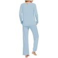 thumbnail image 5 of CLOISE Women Loungewear Sets Two Piece Plus Size Comfy Long Sleeve Sleepwear Shirts and Comfort Lounge Pants with Pockets Night Clothes Set Comfortable Pleated Solid Fall Nightwear, 5 of 6