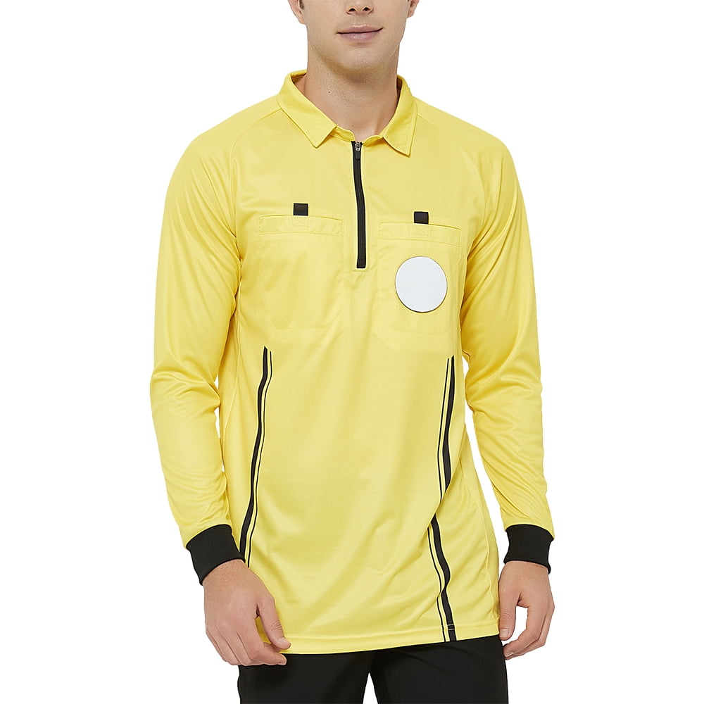 TOPTIE Men's Official Soccer Long Sleeve Referee Jersey USSF Pro Uniform-Yellow-L