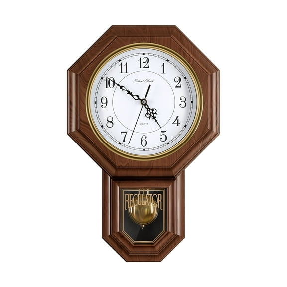 Vintage Pendulum Chiming Wall Clock - Brown