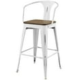 thumbnail image 3 of Bar Stool Chair Barstool, Set of 2, Wood, Metal Steel, White, Modern Contemporary Urban Design, Bar Pub Cafe Bistro Hotel Restaurant Hospitality, 3 of 5