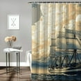 thumbnail image 2 of Autua Ship Ocean Clouds Shower Curtain Set with Hooks, Premium 100% Polyester Fabric Bathroom Curtain, Waterproof, Easy Installation, Vibrant HD Print 69"x72, 2 of 7