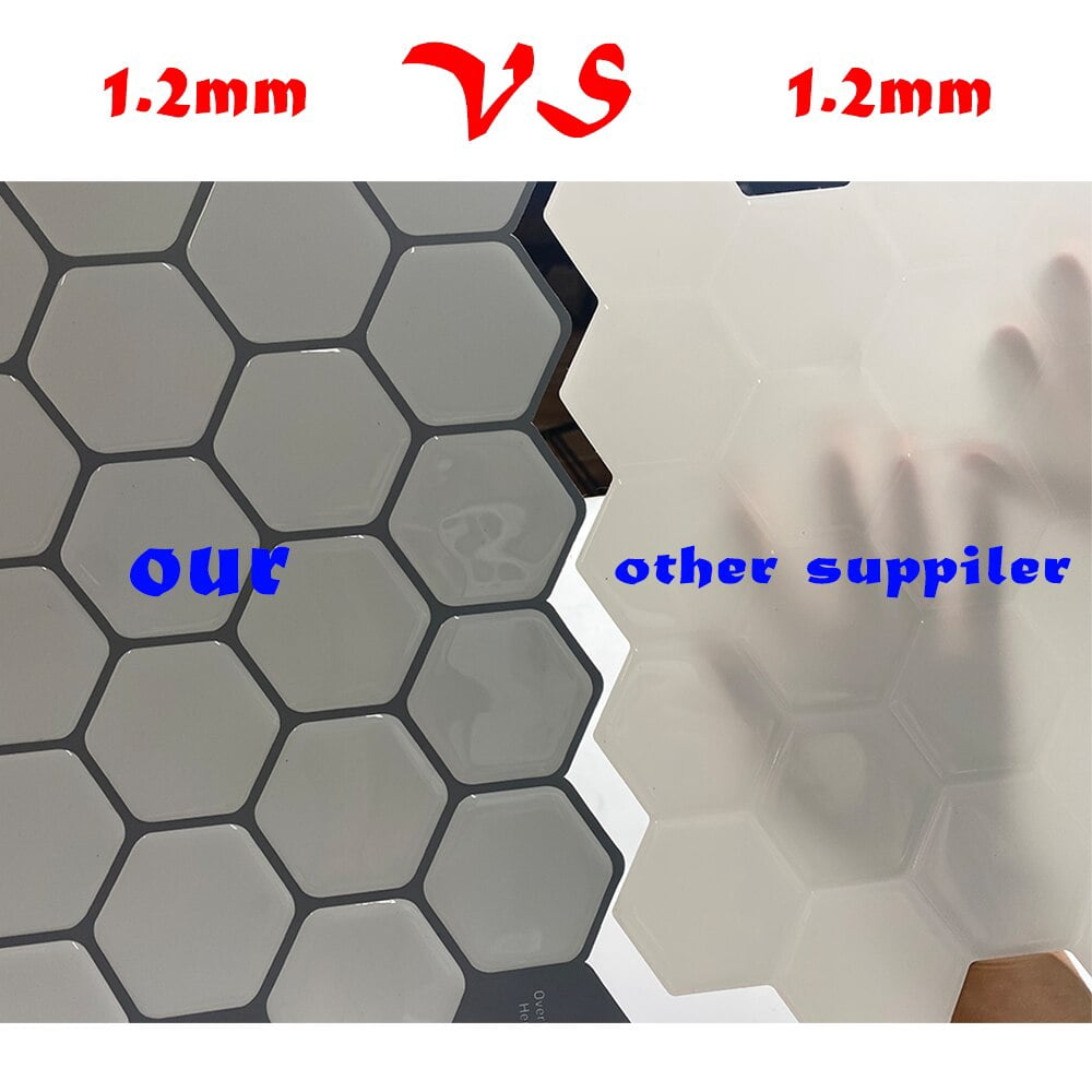 clevermosaics Sticky Peel and Stick Hexagon Marble Mosaic Tile for Wall, Kitchen, Bathroom (10 Tiles/Set)