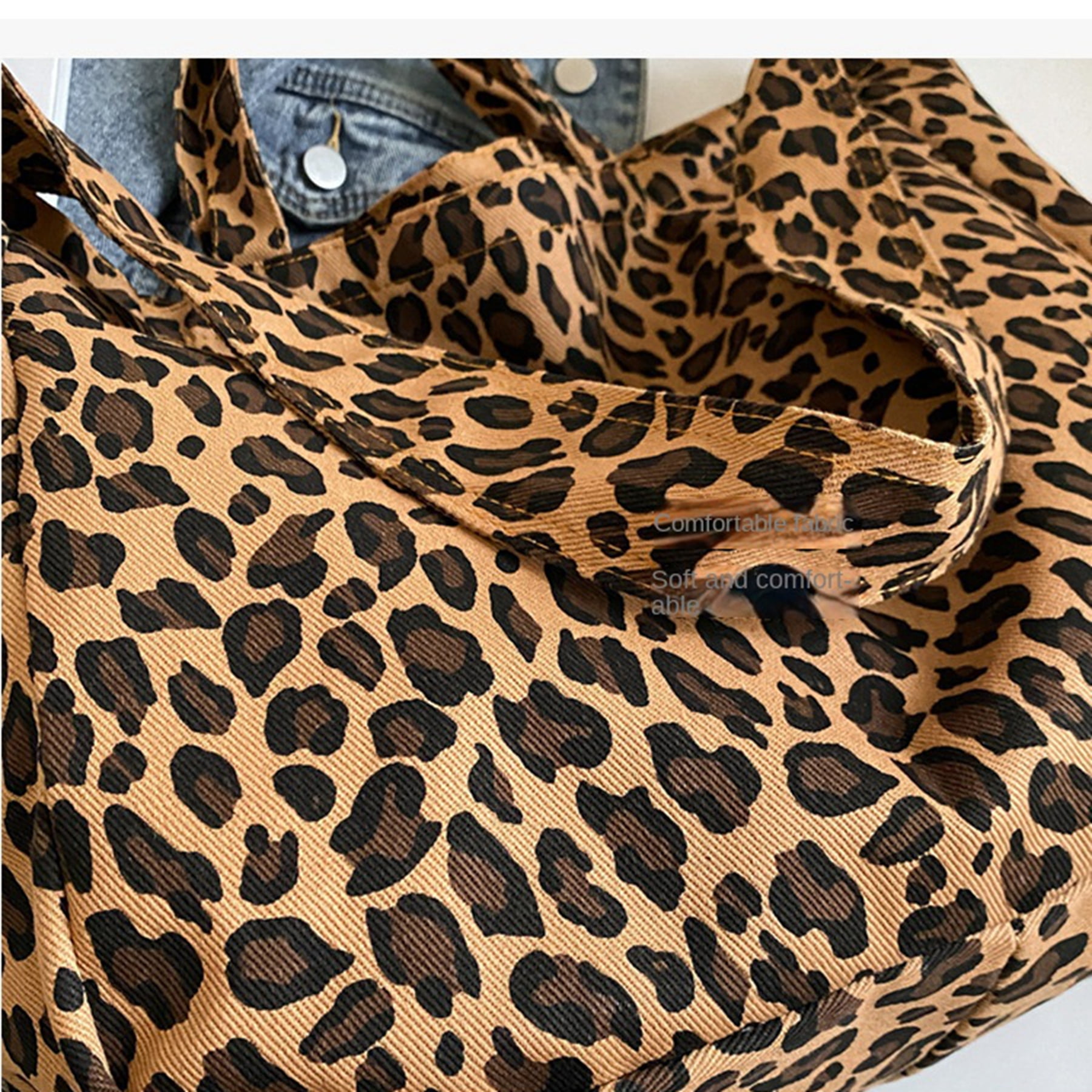 Xiaocao8 Leopard Print Crossbody Bag for Women Large Capacity Tote Bags Shoulder Bags with Zipper, Beige