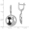 thumbnail image 2 of SS RH CZ Brilliant Embers Cat Dangle Hinged Hoop Earrings in Sterling Silver, 2 of 2
