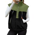 thumbnail image 5 of Sleeveless Fleece Sherpa Patchwork Vest Coat Women Winter Casual  Half Zipper Jacket Coat, 5 of 7