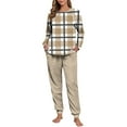 thumbnail image 4 of Gfyviroh Womens 2 Piece Pajama Set Long Sleeve Tops and Cuffed Pants Pjs Plaid Loungewear Sleepwear Sets, 4 of 7