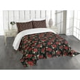 thumbnail image 3 of Ambesonne Abstract Quilted Bedspread Set 3 Pcs, Shabby Garden Farm Design, Queen Size, Olive Green Black Red, 3 of 5