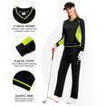 thumbnail image 5 of Women's 2Pc V Neck Tracksuit, 4 Way Stretch Breathable Reflective for Golf Running Casual Black Neon Green XL, 5 of 8