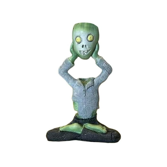 Skeleton Shaped Resin Flower Pot - Cute Small Indoor Pot for Home Halloween Decorative Sculpture (1 Piece) - Army Green