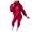 Red, variant on Fesfesfes Women Hooded Casual Solid Shirt Hooded Blouse Pocket Plush Pant Suit