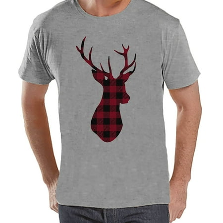 Custom Menu Cover - Custom Party Shop Mens Plaid Deer Christmas T-shirt - X-Large