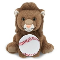 DolliBu Super Soft Squat Lion Stuffed Animal with Baseball Plush - Soft Huggable Lion, Playtime Plush Toy, Cute Wild Life Gift, Super Soft Plush Doll Animal Toy for Kids and Adults - 8 Inches