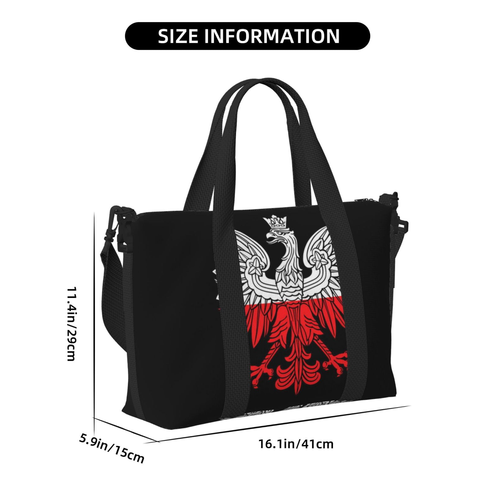 Travel Duffel Bag Polish Flag White Eagle Sports Tote Gym Bag Shoulder Weekender Overnight Bag For Women Men