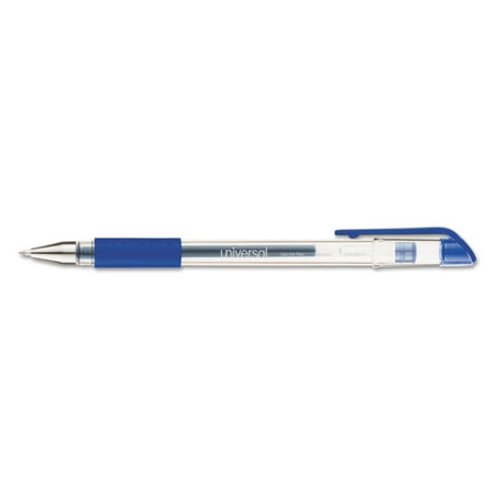 Gel Grip Roller Ball Pen Universal Comfort Grip Gel Stick Roller Ball Pen, Blue Ink, Medium, Dozen -UNV39511 ()