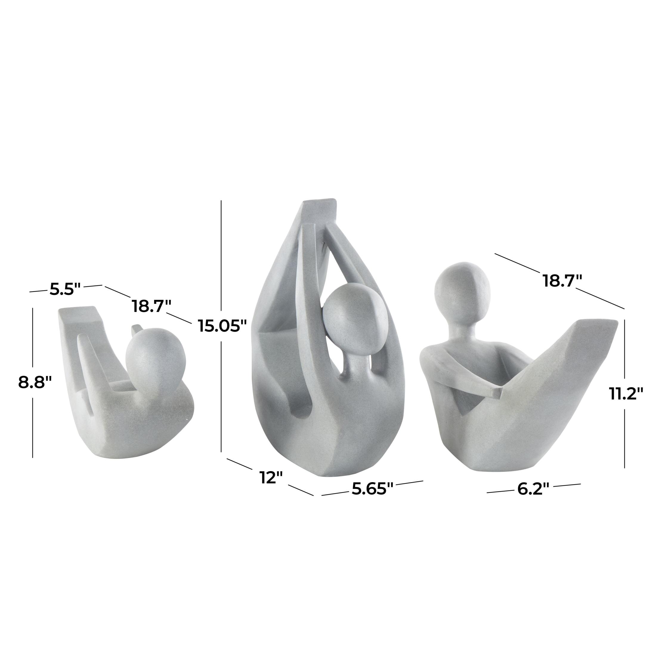 DecMode 11" Abstract Yoga Garden Sculpture with Various Poses (3 Pack)