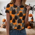 thumbnail image 2 of enyan Halloween Shirts for Women Ghosts Pumpkins T-Shirt Halloween Party Funny Graphic Tee Tops Short Sleeve Women’s Halloween Shirt Grey,S, 2 of 6