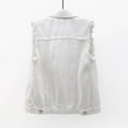 thumbnail image 4 of Enjoytime Denim Jacket for Women Solid Color Sleeveless Button Down Crop Outerwear Casual Loose Womens Coats White XL, 4 of 5