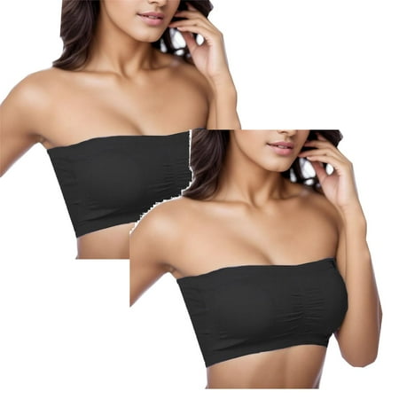 Kcodviy 2Pcs Stretch Strapless 1 Piece Woman Bra Bra Summer Bandeau Bra Woman Bra Plus Size Strapless Bra Woman Bra Comfort Wireless Bra Padded Top Bra For Women Woman Bra