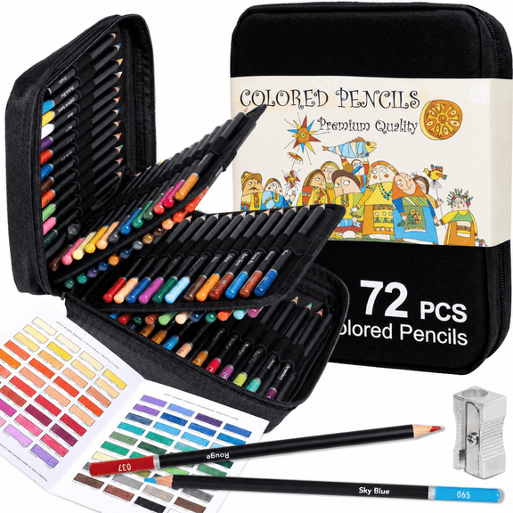 75 PCS Colored Pencils for Adult Coloring Books, 72 Colored Pencils with Zipper Case, Sharpener, Soft Core Oil-Based Coloring Pencils for Artists Drawing Sketching Blending Shading