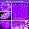 thumbnail image 3 of Cadena de luces para cortina de 300 LED, 9.8 pies x 9.8 pies, 8 modos de iluminación, cadena de luces para ventana, boda, fiesta, hogar, jardín, dormitorio, decoración de pared interior al aire libre (púrpura) ER, 3 of 4