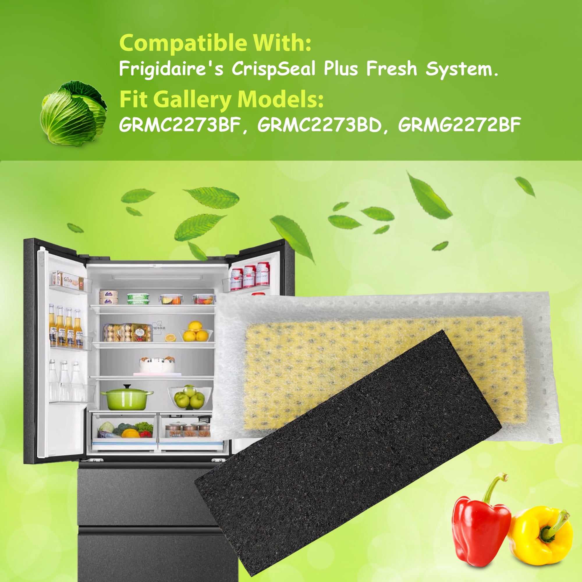 4 Pack Replacements for Frigidaire PureAir PK-2 Produce Keeper Plus FRPAPK2RF; Antioxidant Filter Compatible with CrispSeal Plus Gallery Models: GRMC2273BF, GRMC2273BD, GRMG2272BF, GRMC2273CF02