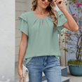 thumbnail image 4 of Round-neck, fly-sleeved chiffon T-shirt, 4 of 10
